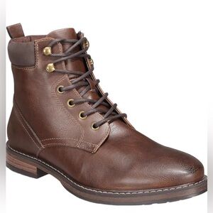 Club Room Mens Westin Faux Leather Toe Brown Boots Shoes Size 10 1/2 Brand New